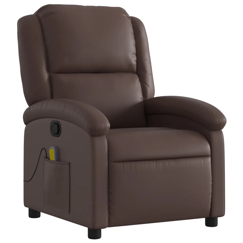 Poltrona Massaggiante | Sedia Relax Reclinabile marrone in Similpelle