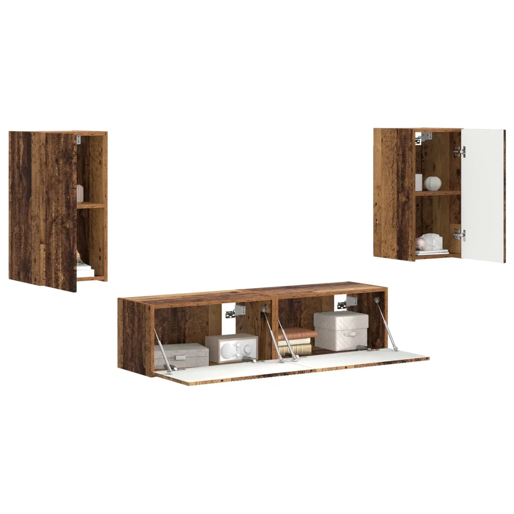 Set mobile TV 4 pcs Legno vecchio Legno multistrato