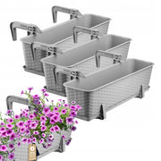 KADAX Fioriera da balcone 60 cm, supporto per vaso, manici (3 pezzi)
