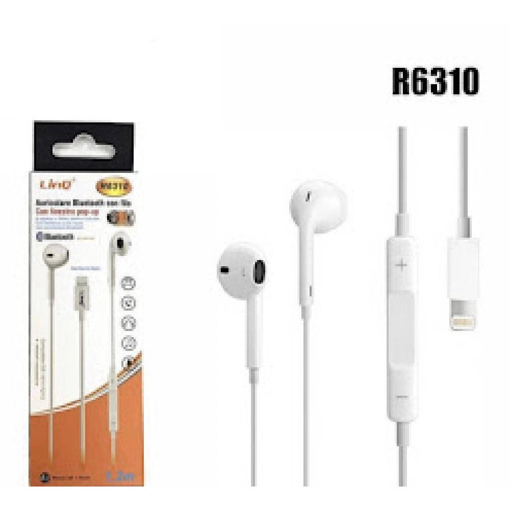 Trade Shop - Cuffie Auricolari Con Cavo Bluetooth Lightning Con Microfono Magnetici R6310 -