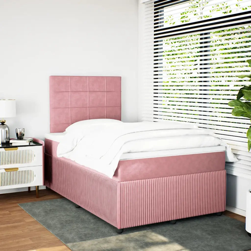 Giroletto a Molle con Materasso Rosa 120x200 cm in Velluto