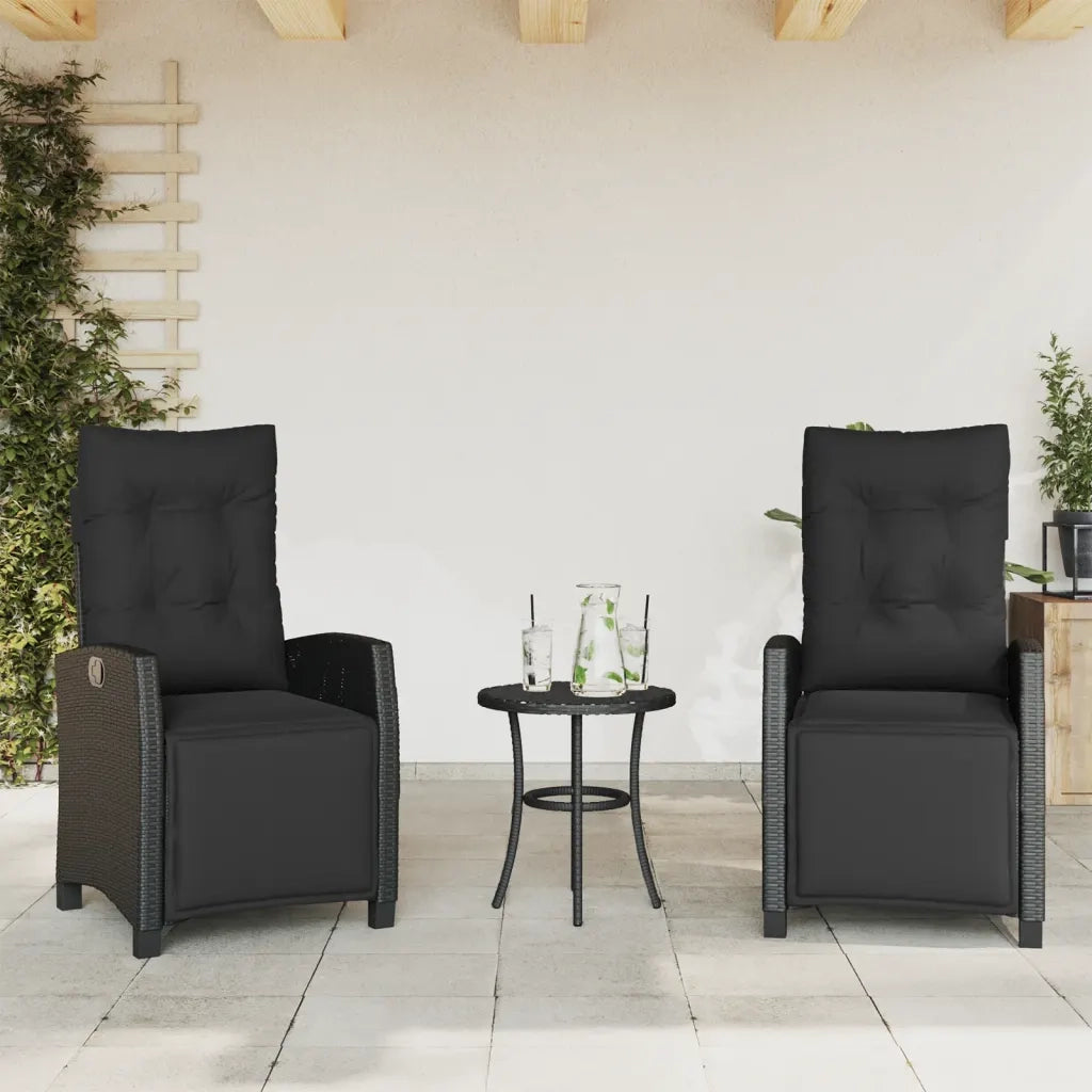 Set da Bistrò 3 pz con Cuscini Nero in Polyrattan 365249