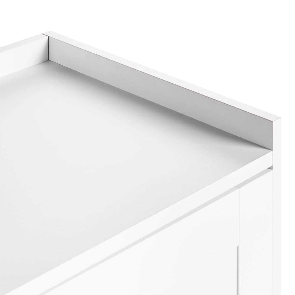 Credenza contenitore 4 cassetti 2 ante metallo bianco in stile rustico