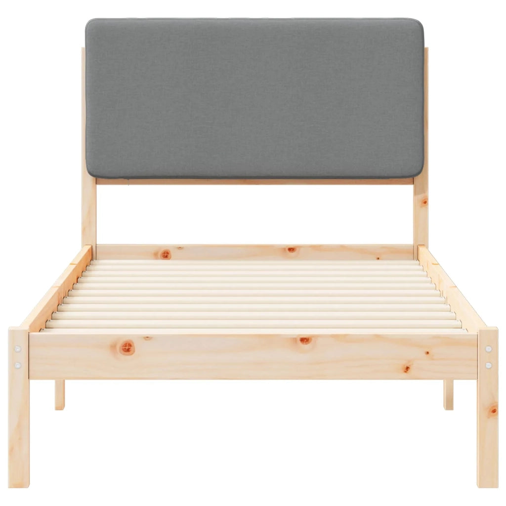 Letto con Testiera Rivestita-Struttura Letto con Testiera Grigio chiaro 75 x 190 cm 422308