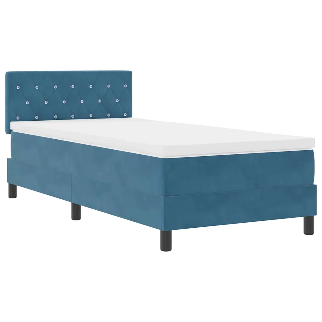 Letto a Sorgente LED con led Blu Scuro 90 x 200 cm Velluto