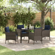 Set da Pranzo per Giardino con cuscino 5 pcs Grigio polyrattan 3380192