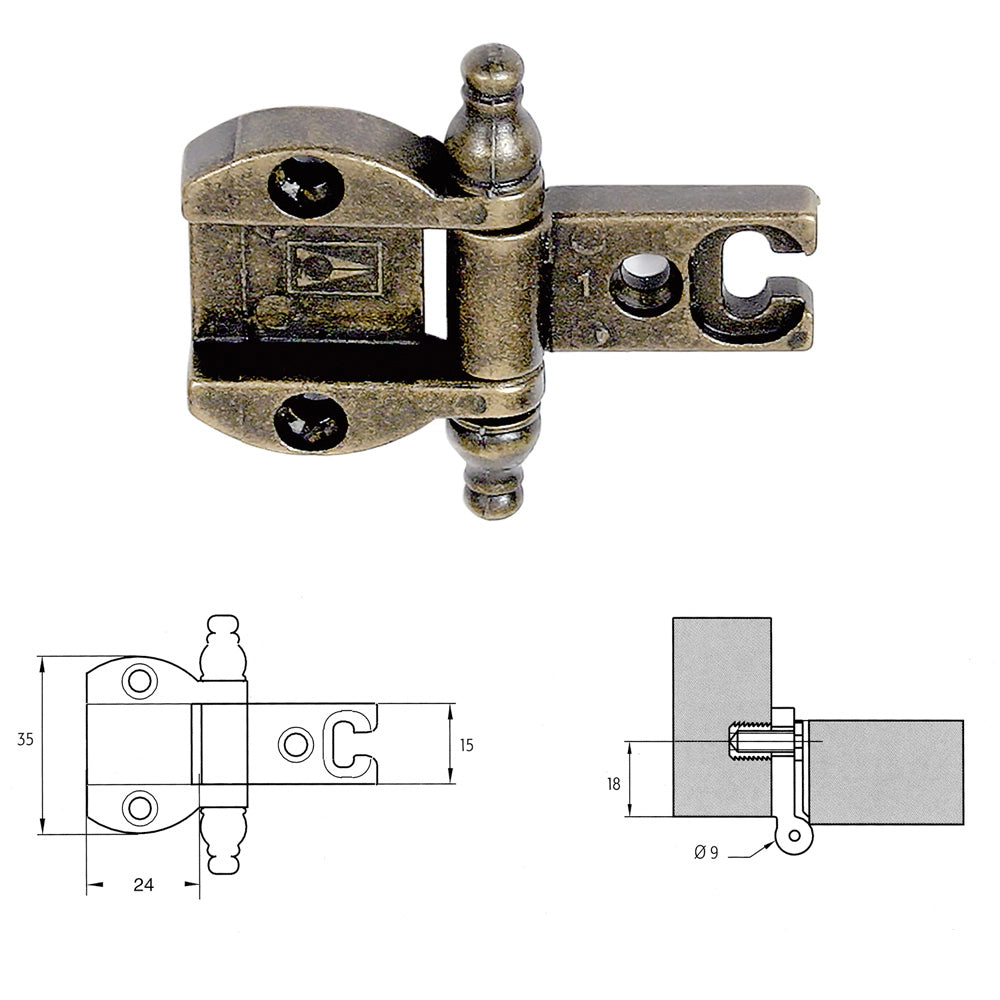 CERNIERA PER MOBILI 'A0055' bronzata- 2 pezzi
