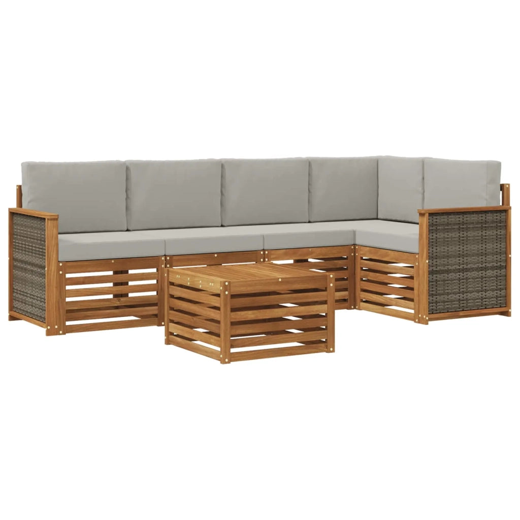 Set divano sezionale con cuscino 5 pcs Naturale e Grigio Chiaro 3384377