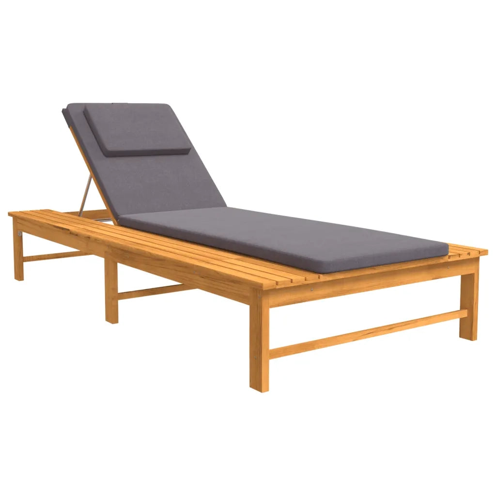 Lettino Cuscino e Guanciale Grigio Scuro Legno Massello Acacia 362154