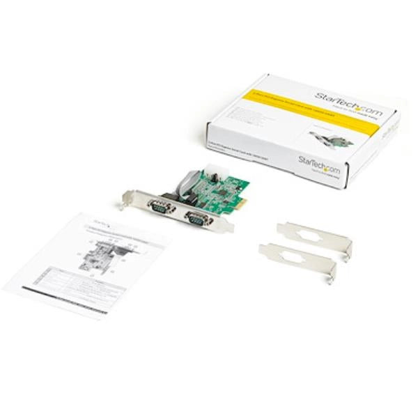 Startech.com scheda seriale pci express con 2 porte - controller pcie rs232 - 16950 uart - scheda seriale di espansione db9 a profilo basso - compatibile windows e linux - PEX2S953