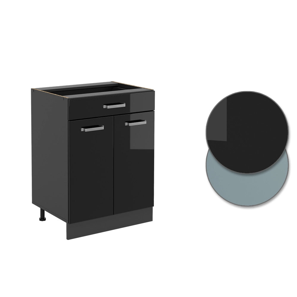 Vicco Mobiletto base per cucina Nero lucido 60 cm PL Marmo
