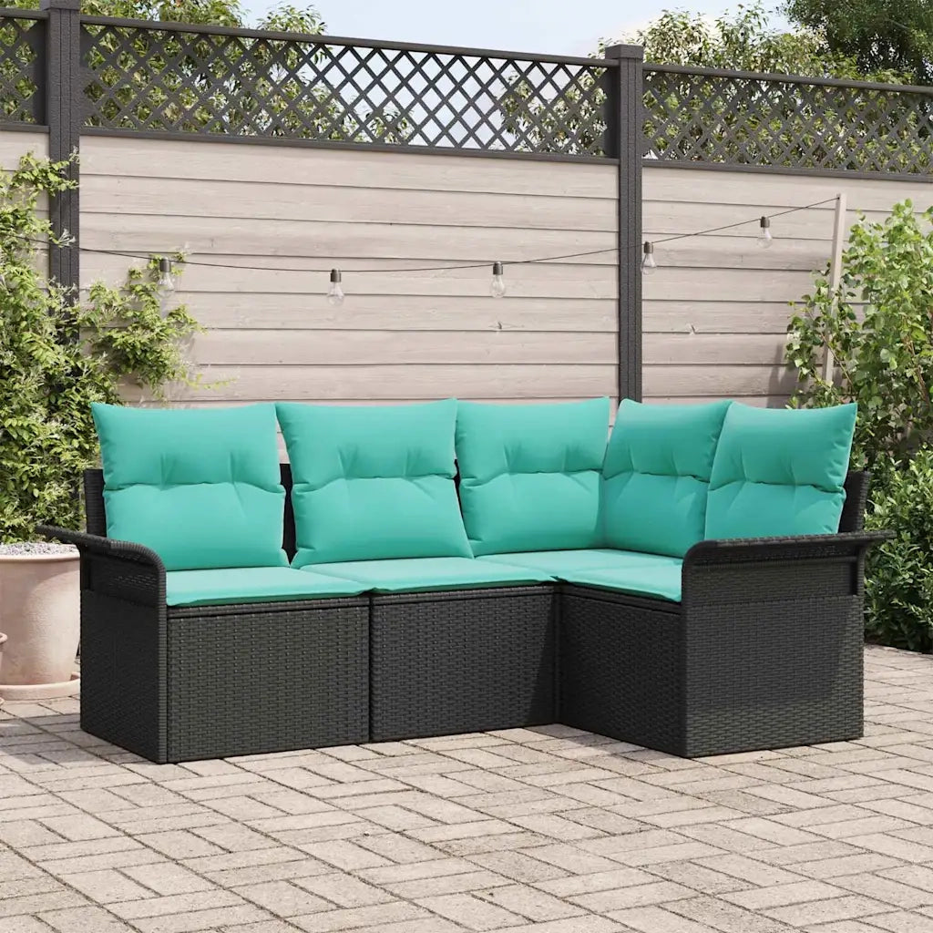 Set Divano da Giardino con archiviazione 4 pcs Nero polyrattan 3354015