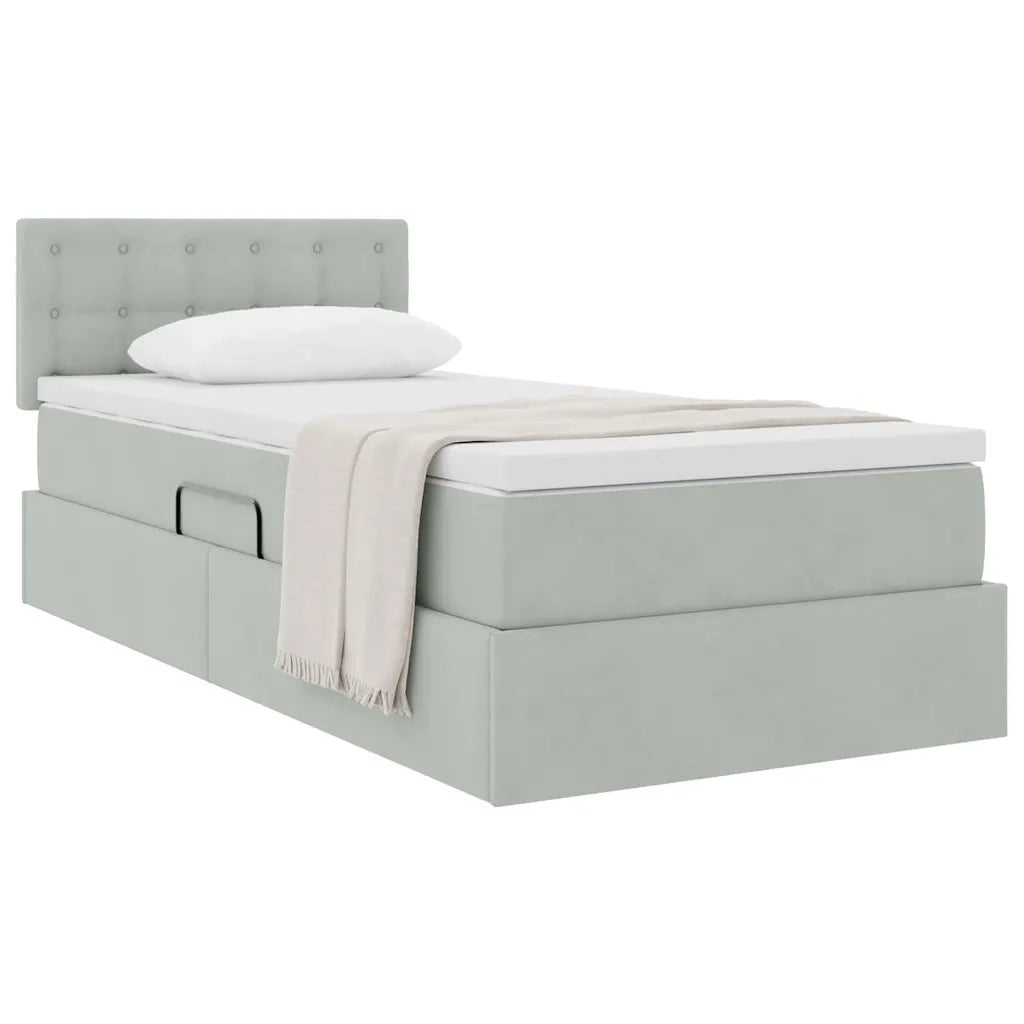Letto con Contenitore Grigio chiaro 100 x 200 cm Velluto