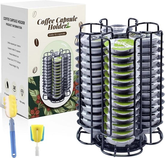 Supporto per capsule compatibile con Tassimo – 52 capsule, 360° capsule standard, girevole, nero
