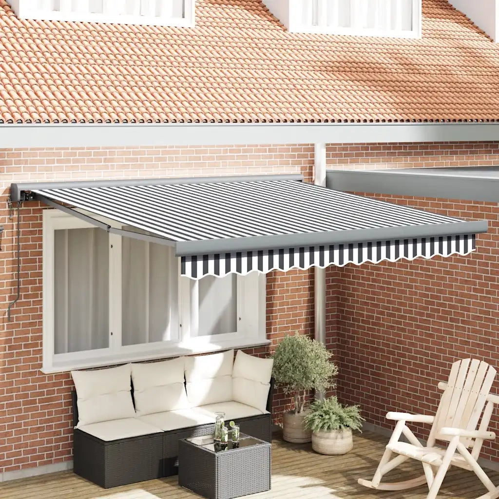 Tenda da Sole Antracite e Bianca 3x2,5 m Tessuto e Alluminio