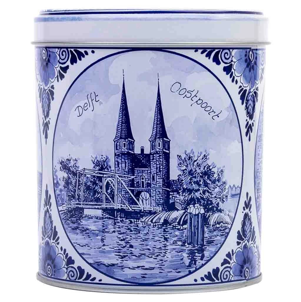 Contenitore in metallo blu e bianco D10x11,5h cm
