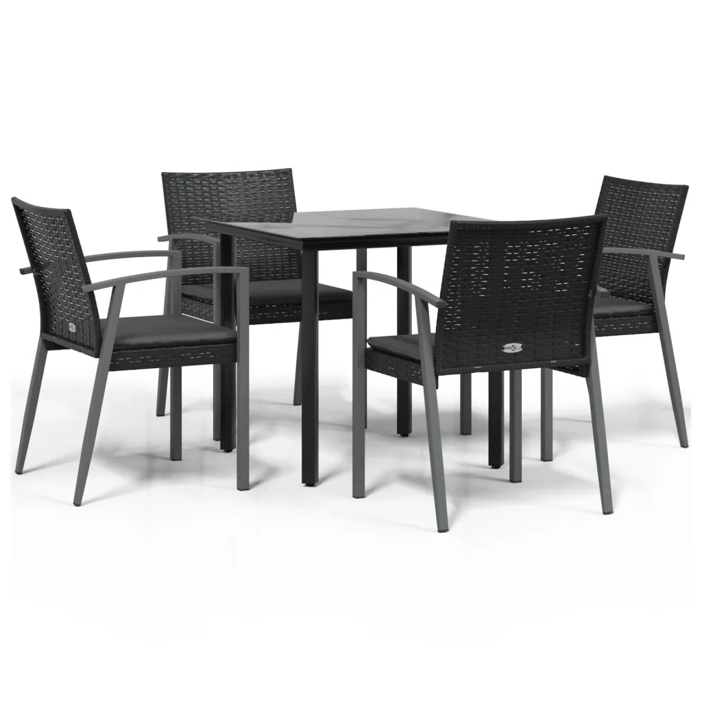Set Pranzo da Giardino 5pz con Cuscini in Polyrattan e Acciaio 3186988