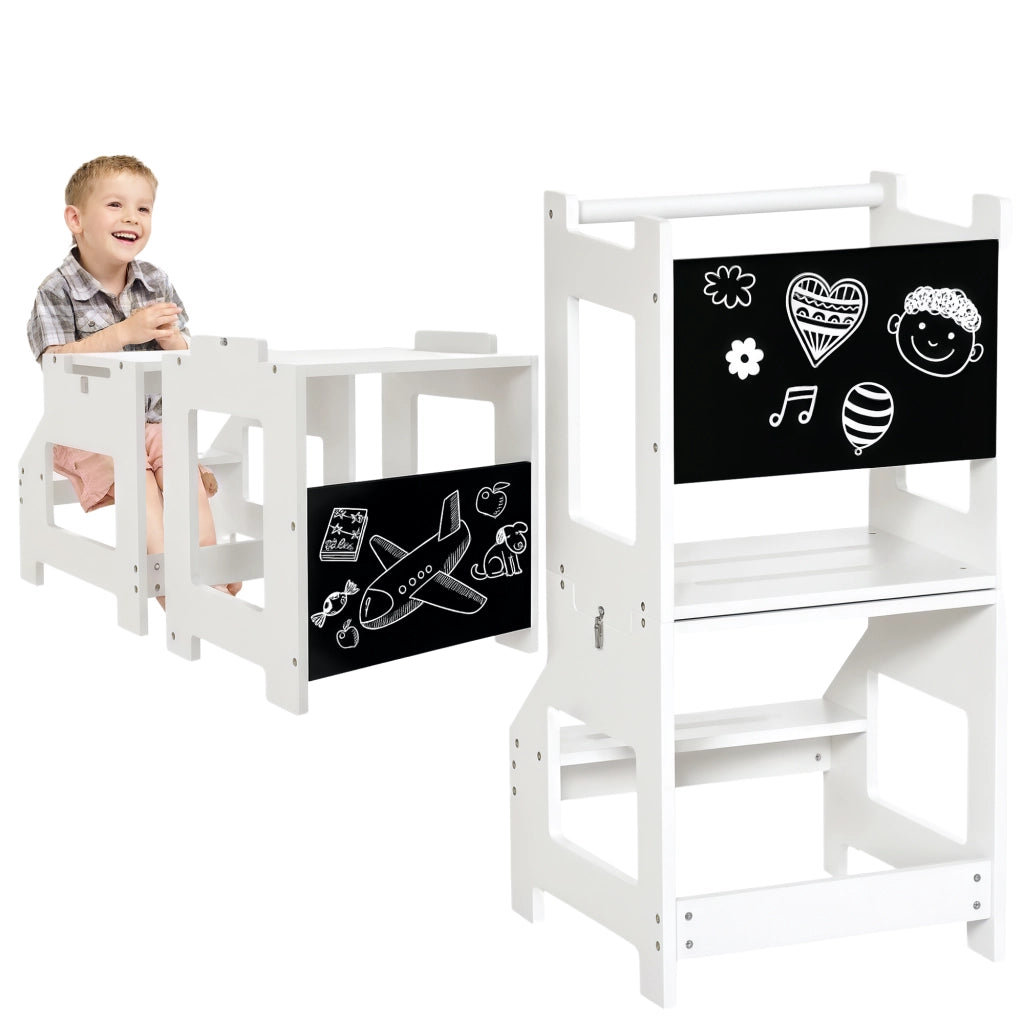 Scrivania per bambini con pannello scrivibile ¨C zephmum ¨C Bianco 42x44x86 cm
