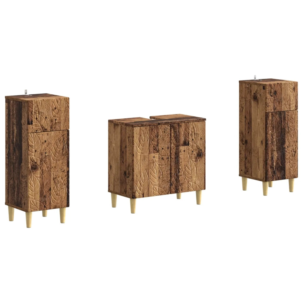 Set di Armadi da Bagno da 2 Pezzi DELFT Legno antico 3418033
