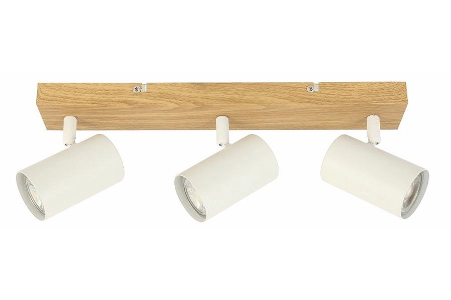 Plafoniera Reality Quentin 3 faretti GU10 bianco/legno