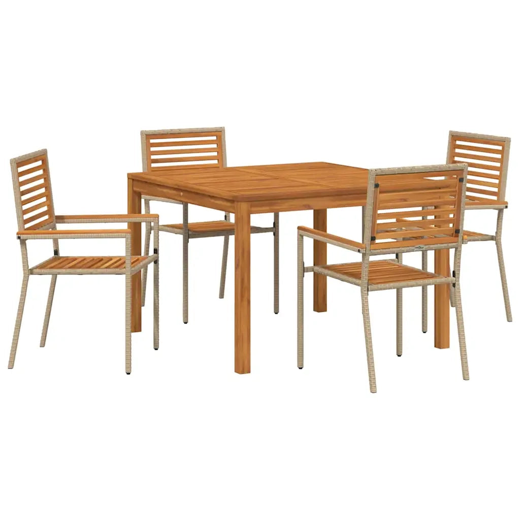 Set da Pranzo per Giardino 5 pcs Beige Legno di Acacia Massello 3365534