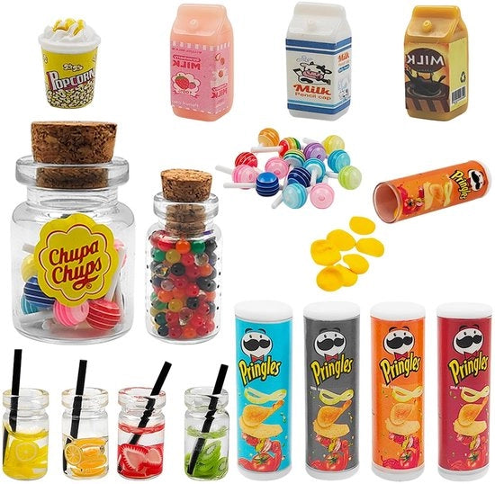 Set di cibo per bambole in miniatura da 18 pezzi - alimenti e bevande per bambole - accessori per bambole - accessori per case di bambole - giocattoli creativi - plastica/resina - accessori per case di bambole