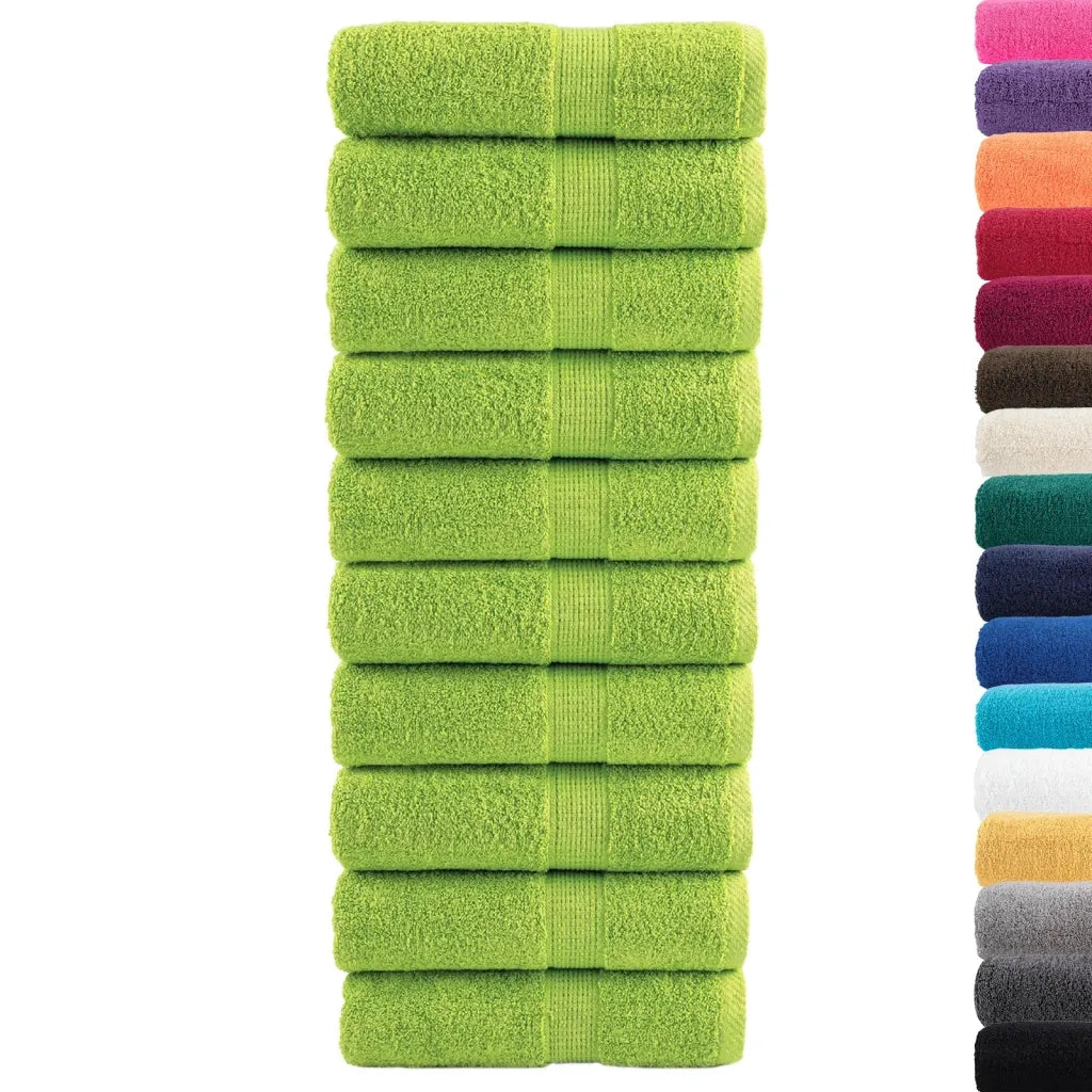 Asciugamani per Ospiti SOLUND 10 pz | Teli per bagno Verdi 30x50cm 600 g/m2