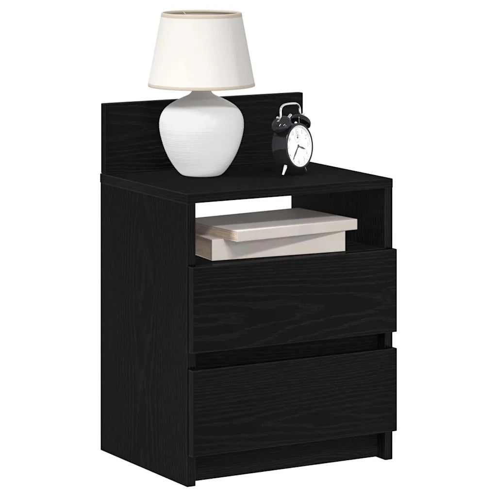 Comodino con 2 Cassetti Nero 40x33x60 cm 858562