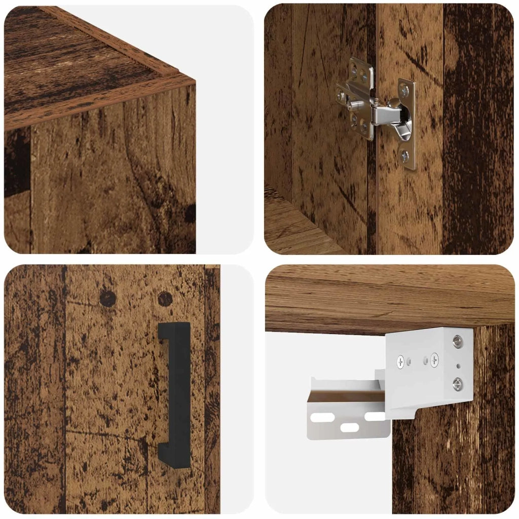 Mobiletto a muro 2 pcs Legno vecchio 69,5 x 34 x 90 cm 3394506