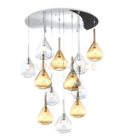 SOSPENSIONE CROMO 12 LUCI TONDA VETRI 6X TR + 6X AM 1177CR-S12 T-TA