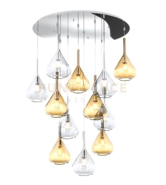 SOSPENSIONE CROMO 12 LUCI TONDA VETRI 6X TR + 6X AM 1177CR-S12 T-TA