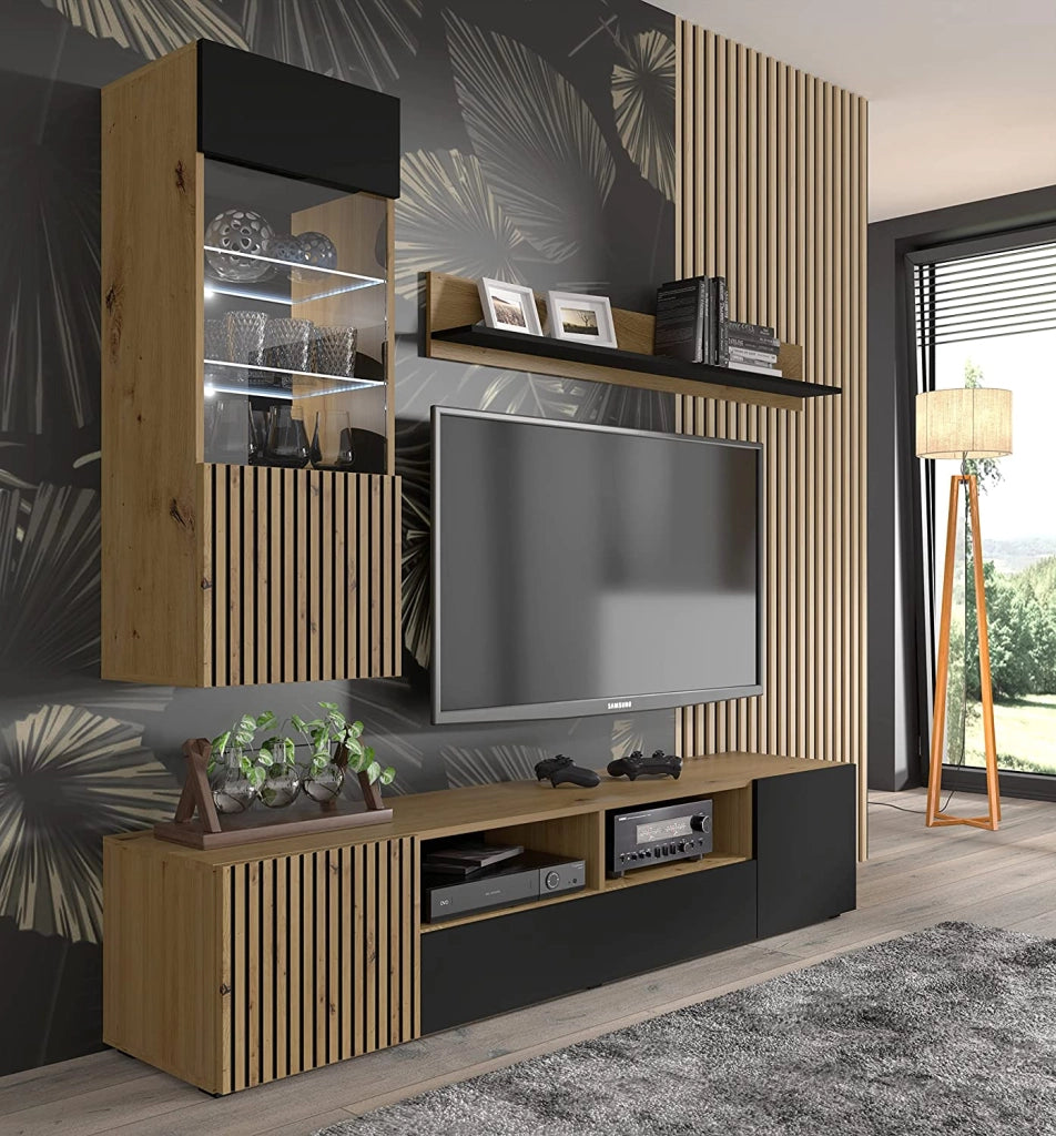 MOBILE COMO' AURIS 3 A MULTIUSO 135x42x82 cm ROVERE NERO OPACO