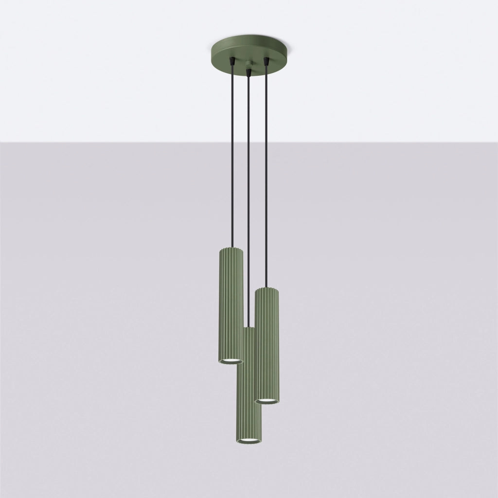 Lampada a sospensione KARBON 3P verde oliva