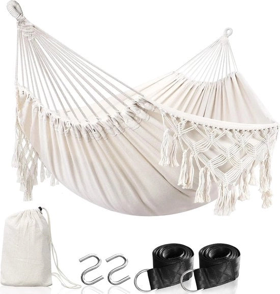 Hangmat in cotone con spilloni - ombrellone portatile compattibile per giardino e terrazza