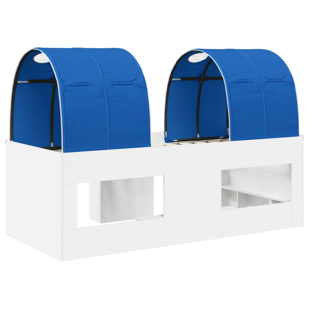 Letto singolo | Letto per adulti | Letto con Tunnel 4 pcs Bianco e Blu Legno ingegnerizzato