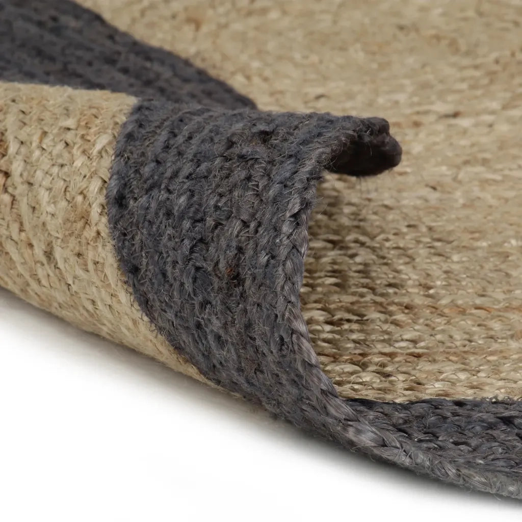 Tappeto del soggiorno | Tappeto Lavorato a Mano in Juta con Bordo Grigio Scuro 120 cm