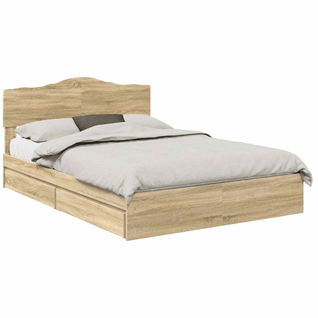 Letto con Contenitore con testiera Rovere Sonoma 140 x 200 cm 3413091