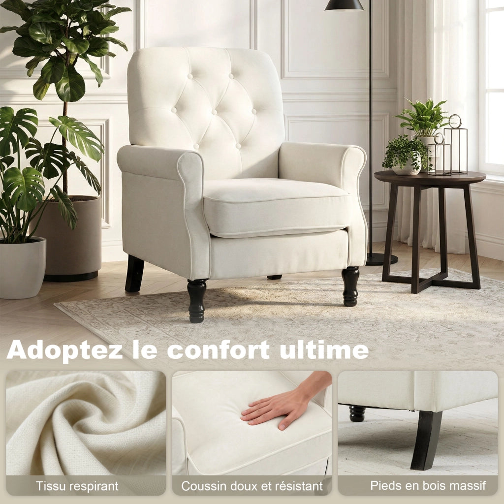 Poltrona ¨C zephmum ¨C crema, lino, 69x75x90