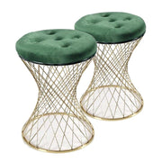 SET 2 SGABELLI LISBONA IN METALLO CON SEDUTA IMBOTTITA Ø 35 X 47 CM VERDE