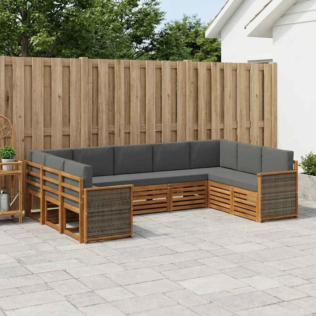 Set di divani da esterno 7 pz Naturale e Antracite 3384828