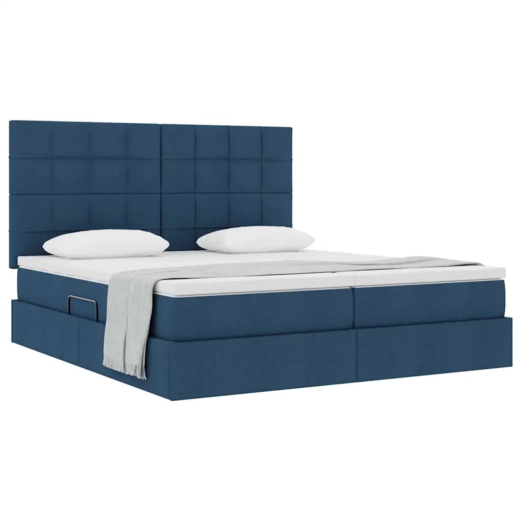 Letto con Contenitore Blu 180 x 200 cm Pelle Sintetica