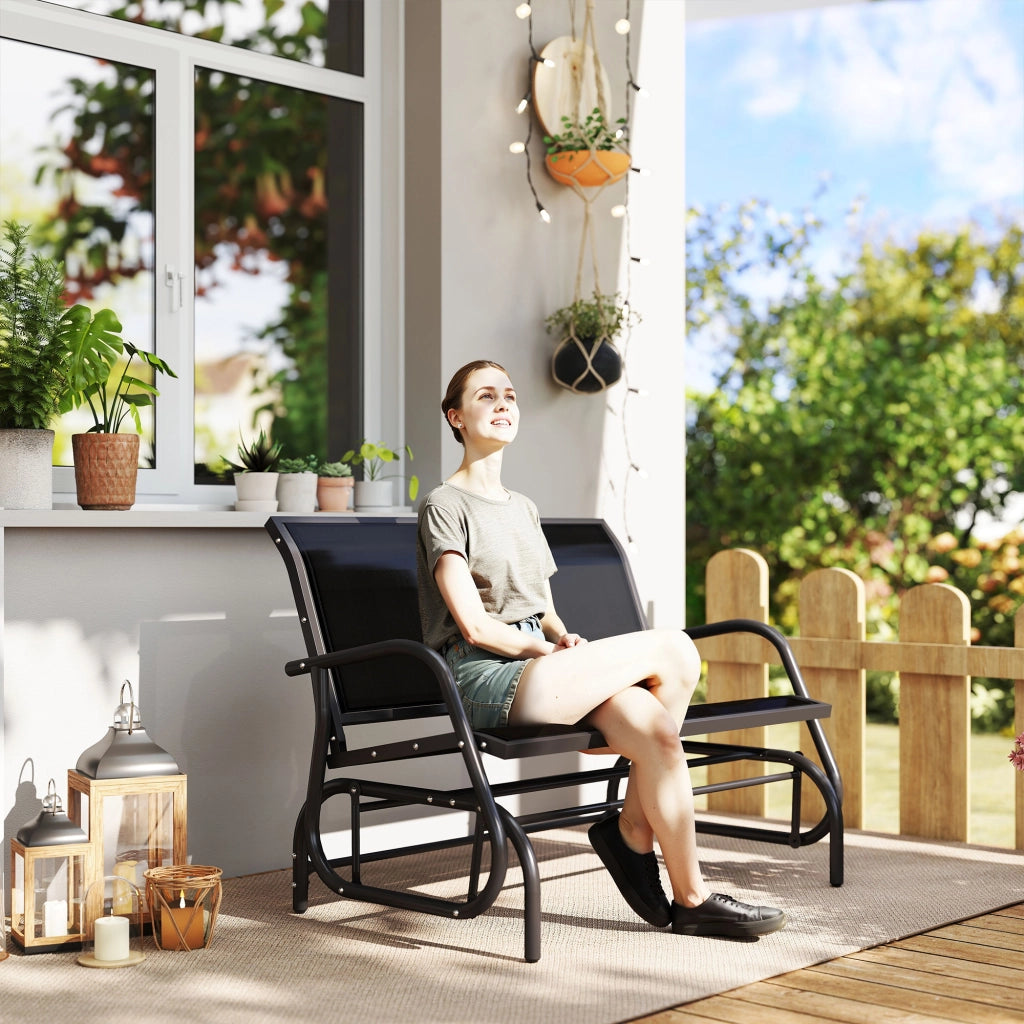 Divanetto da Giardino 2 Posti ¨C Minimal ¨C Nero, Textilene, Metallo
