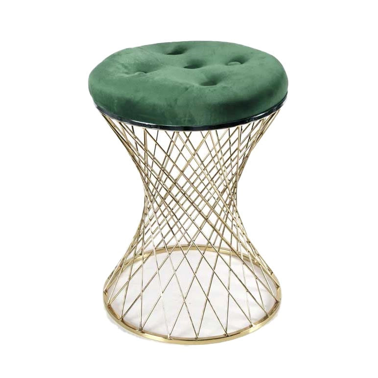 SET 2 SGABELLI LISBONA IN METALLO CON SEDUTA IMBOTTITA Ø 35 X 47 CM VERDE