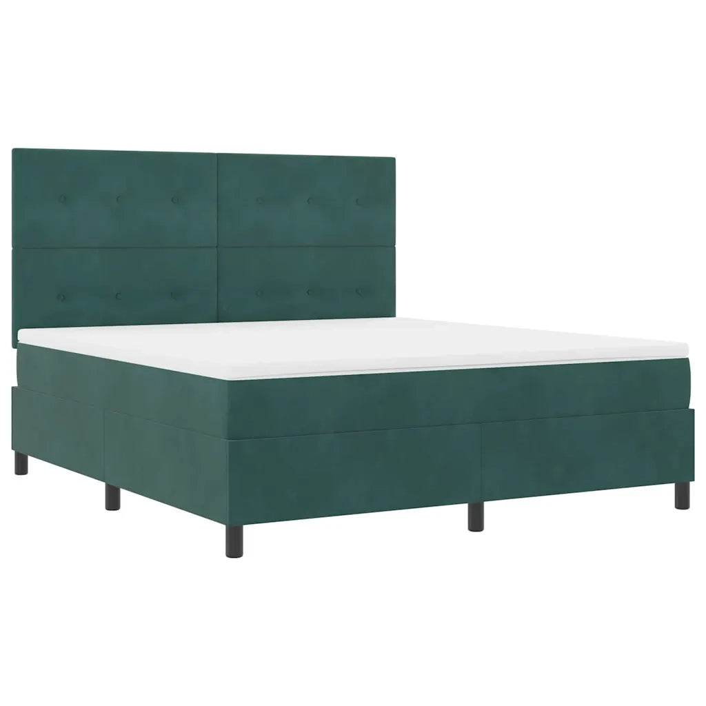 Letto a Sorgente LED Verde Scuro 180 x 200 cm Tessuto