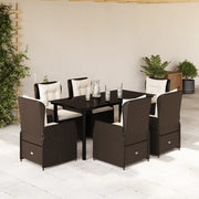 Set da Pranzo da Giardino 7pz con Cuscini in Polyrattan Marrone 3262851
