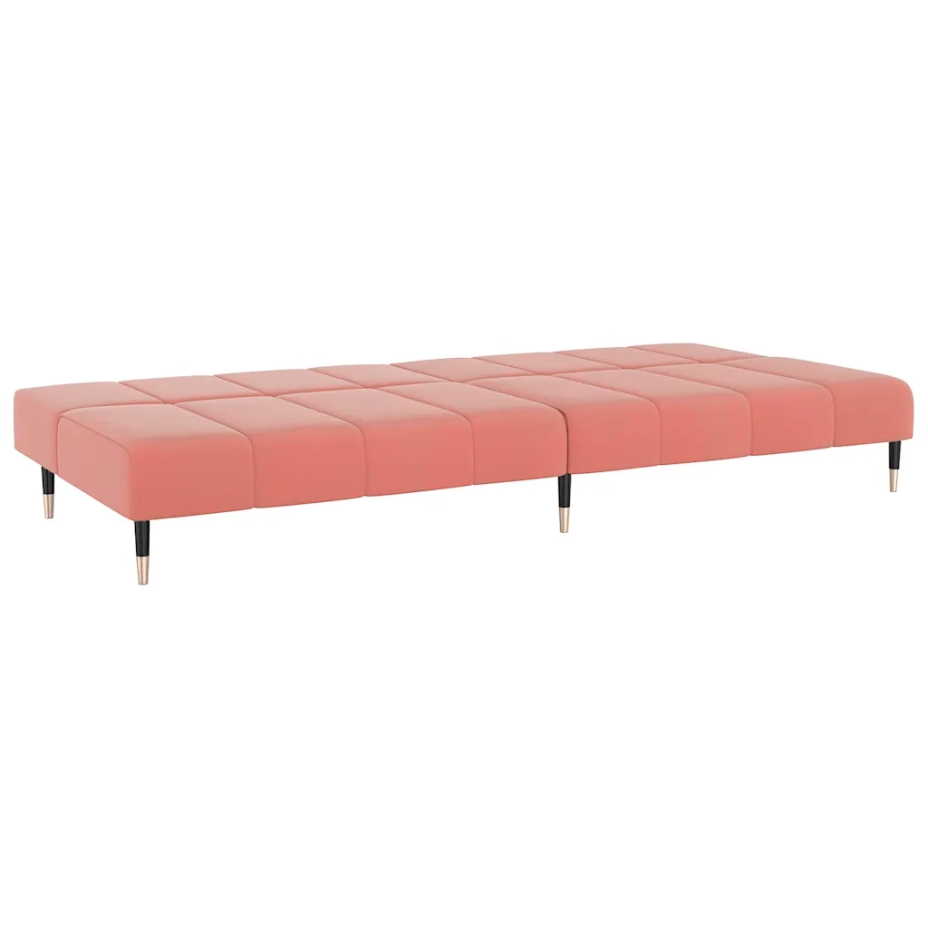Divano Letto a 2 Posti Rosa in Velluto 375878