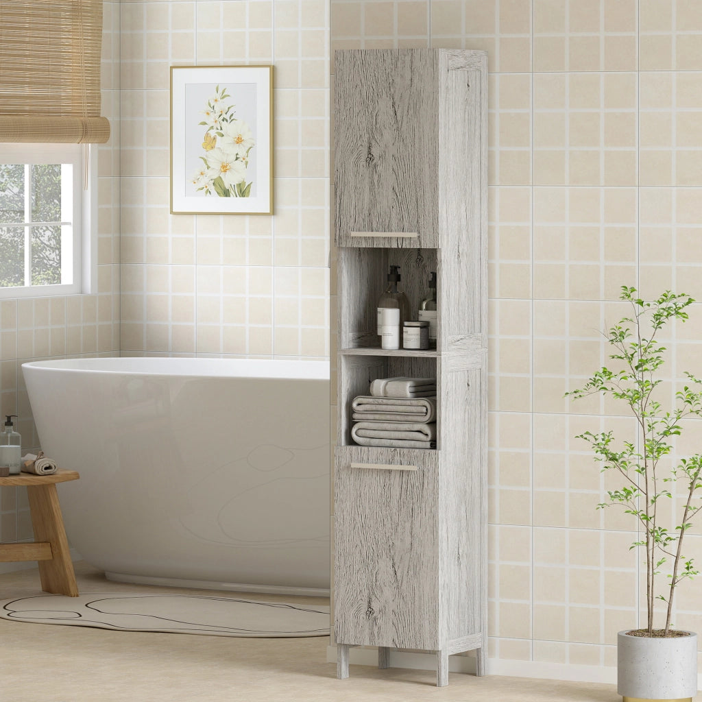 Colonna bagno in legno MDF con 2 armadietti e 2 ripiani aperti ¨C Xylo ¨C 30x32x172.5 cm