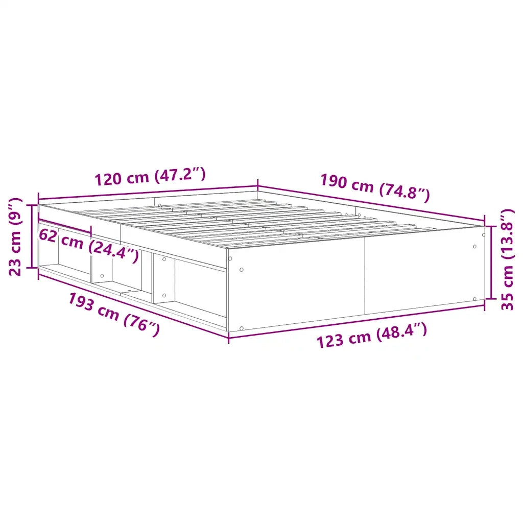 Letto matrimoniale | Letto per adulti | Giroletto Bianco 120x190 cm Small Double