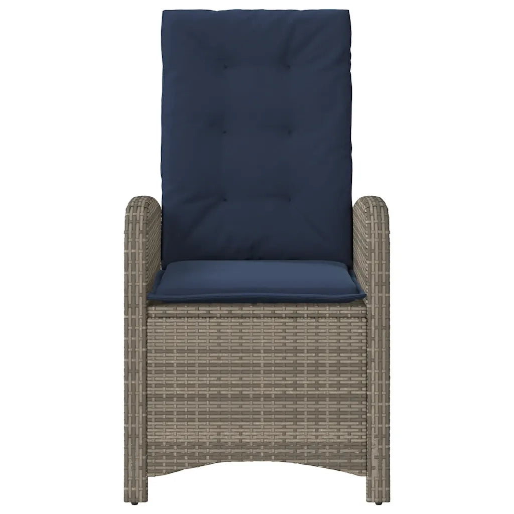 Sedie da Giardino Reclinabili 2 pz e Cuscini Grigio Polyrattan 365175