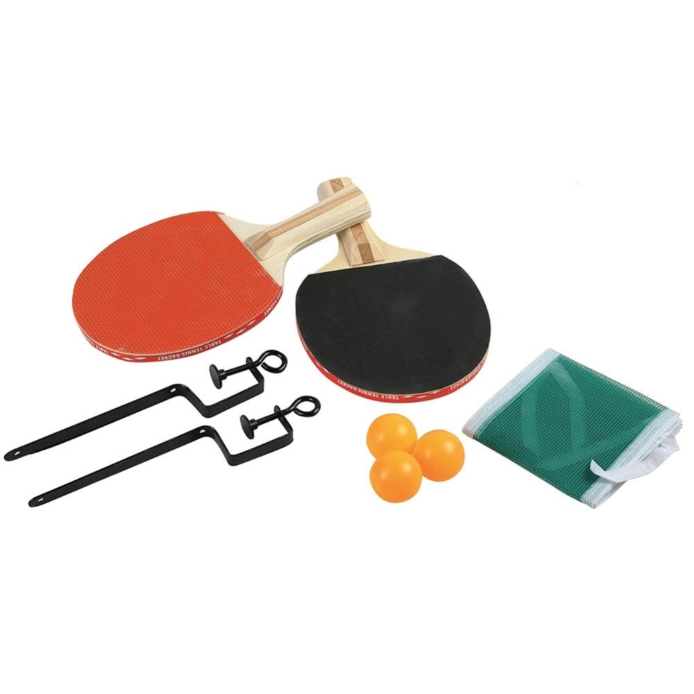 Trade Shop - Kit Ping Pong Tennis Da Tavolo Con Rete 2 Racchette 2 Colori E 3 Palline -